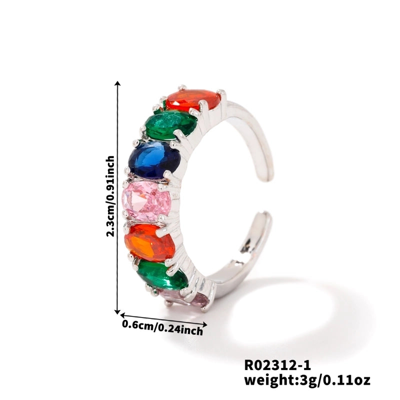 Copper K Gold Plated Rhodium Plated Plating Inlay Geometric Zircon Open Rings