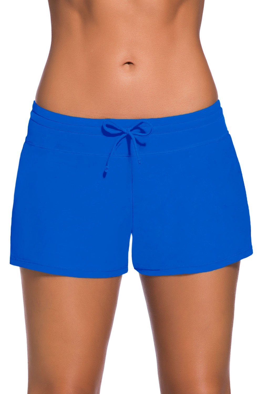 Women Solid Swim Boardshort Swim Trunks Drawstring Swim Bottoms