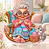 (Grandma)DIY Pearl Diamond Painting Acrylic Stand, Christmas Double-Sided Printed Tabletop Decoration, Special Shaped Diamond Art Craft Kit for Home Decor