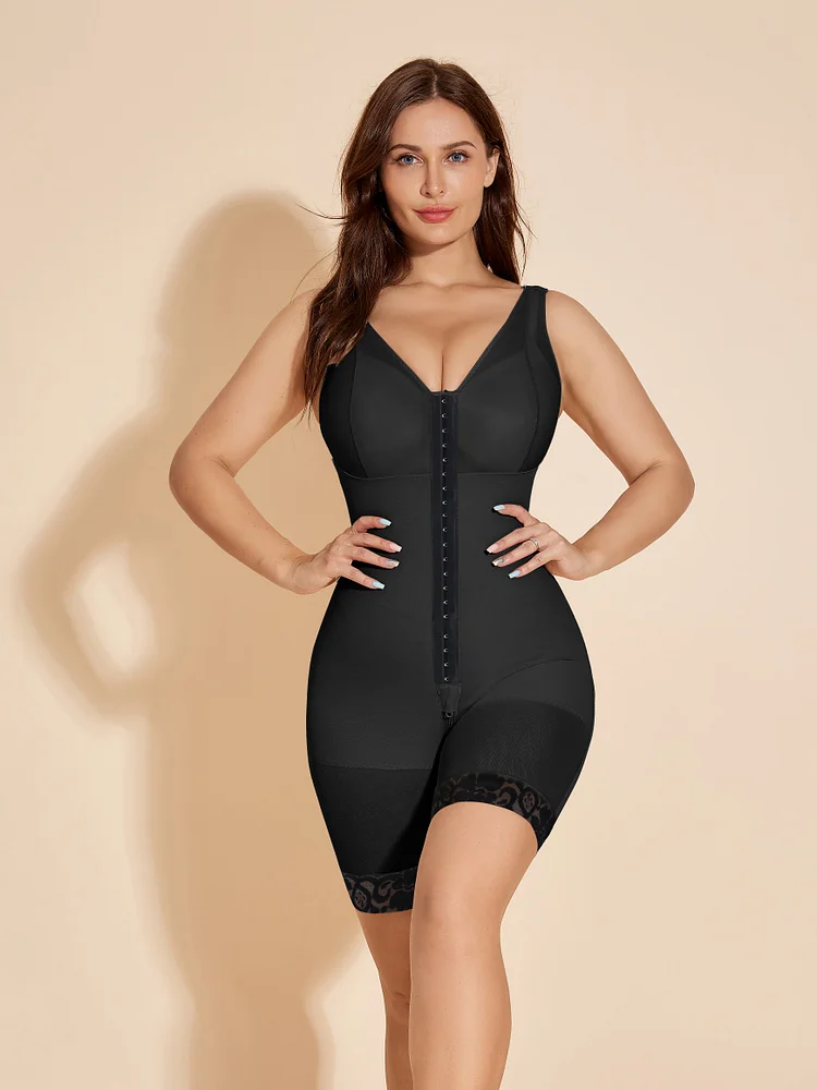 Fajas Colombianas Postpartum Wrap Body Shaper with Hook-Eye - Black