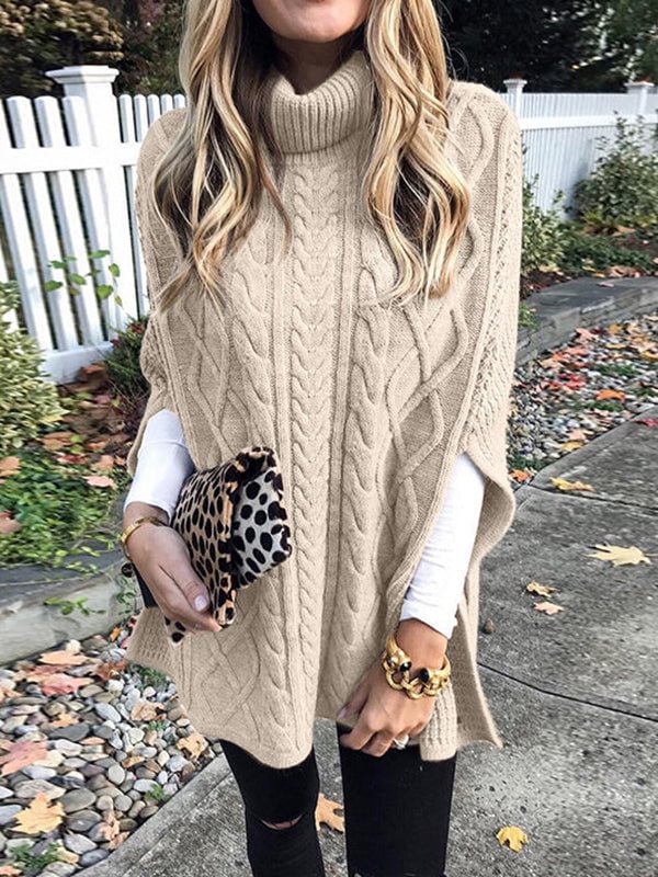 Fashion Casual Turtleneck Cape Sweater