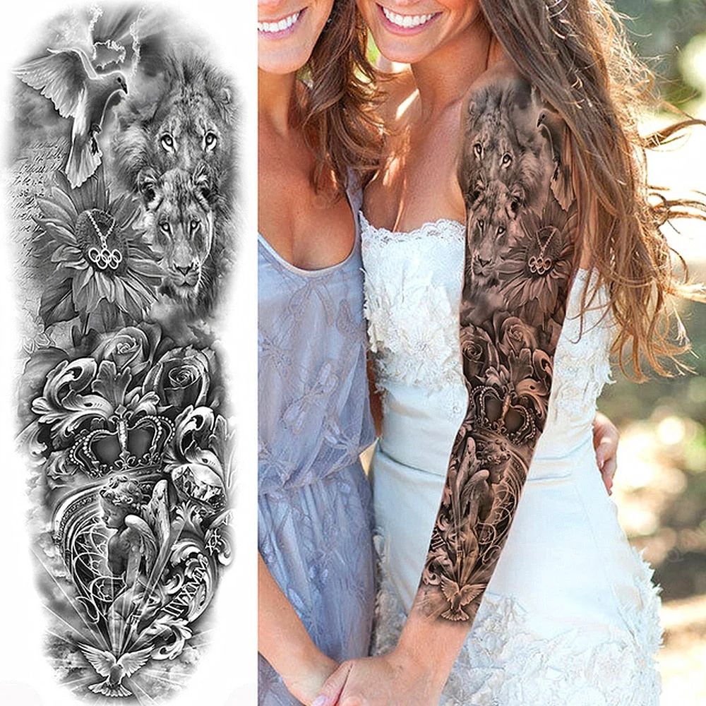 1pc Women Waterproof Temporary Tattoos Stickers Thighs Cool Hipster Skull Mermaid