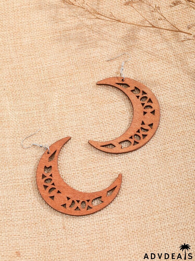 Hollow Out Moon Drop Earrings