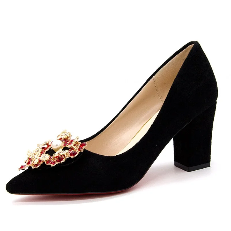 Women Pumps Red High Heel Wedding Shoes Elegant Pointed Toe Heart Rhinestone Ladies Pumps Women Dress Party Shoes