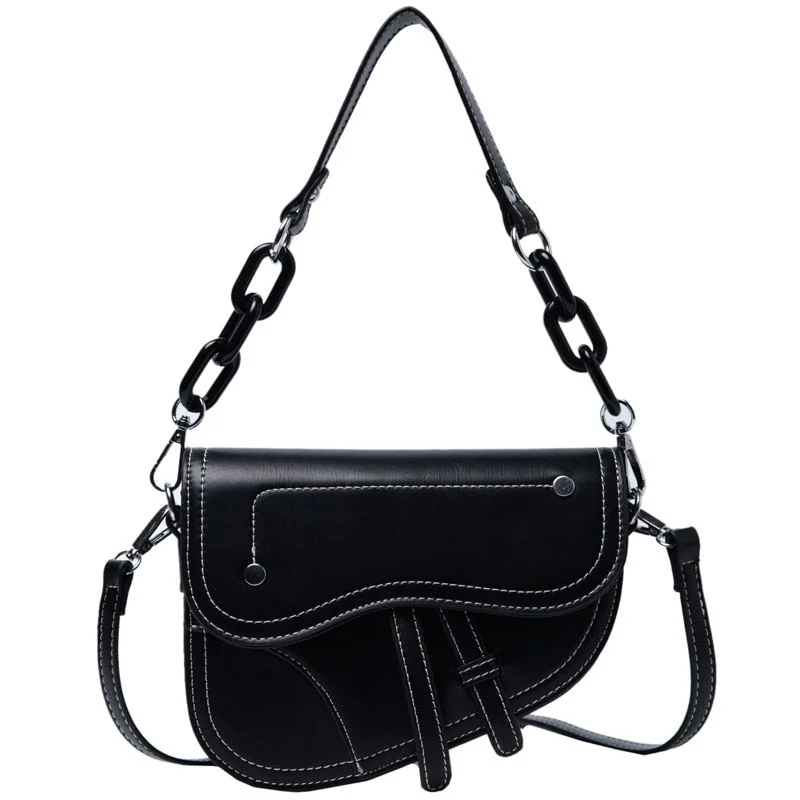 2021 New Chain Handbags Women's Bag Leisure Saddle Bag Pu Diagonal Tote Fashion Sac Easy Matching Lady Handbags Bolsos Mujer 322