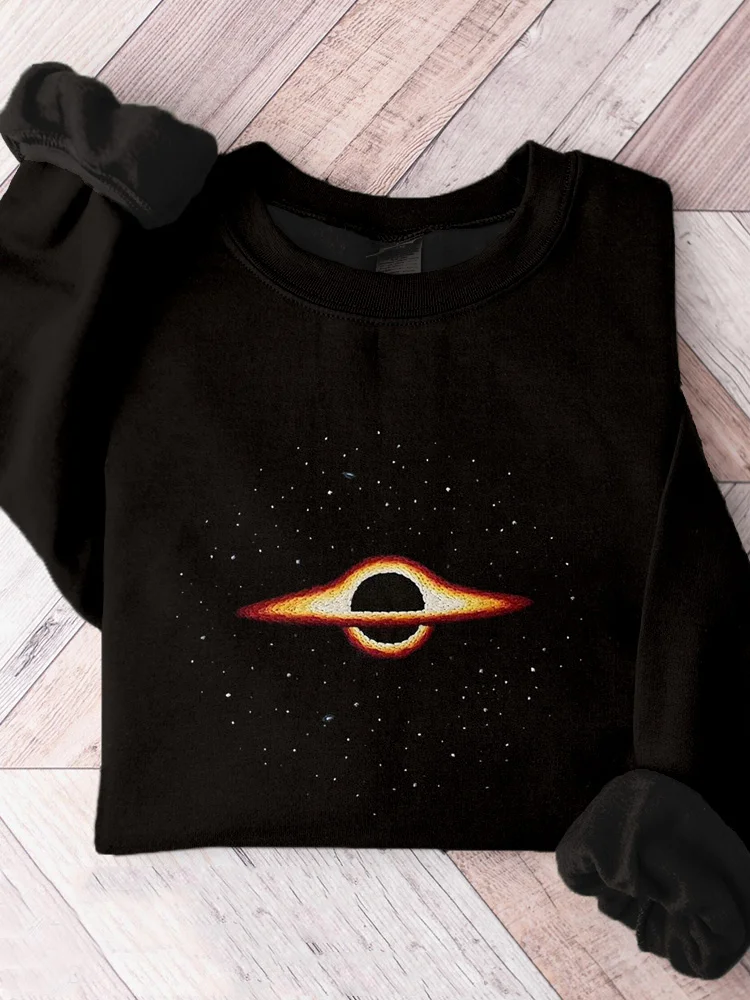 VChics Mysterious Black Hole Embroidery Art Comfy Sweatshirt