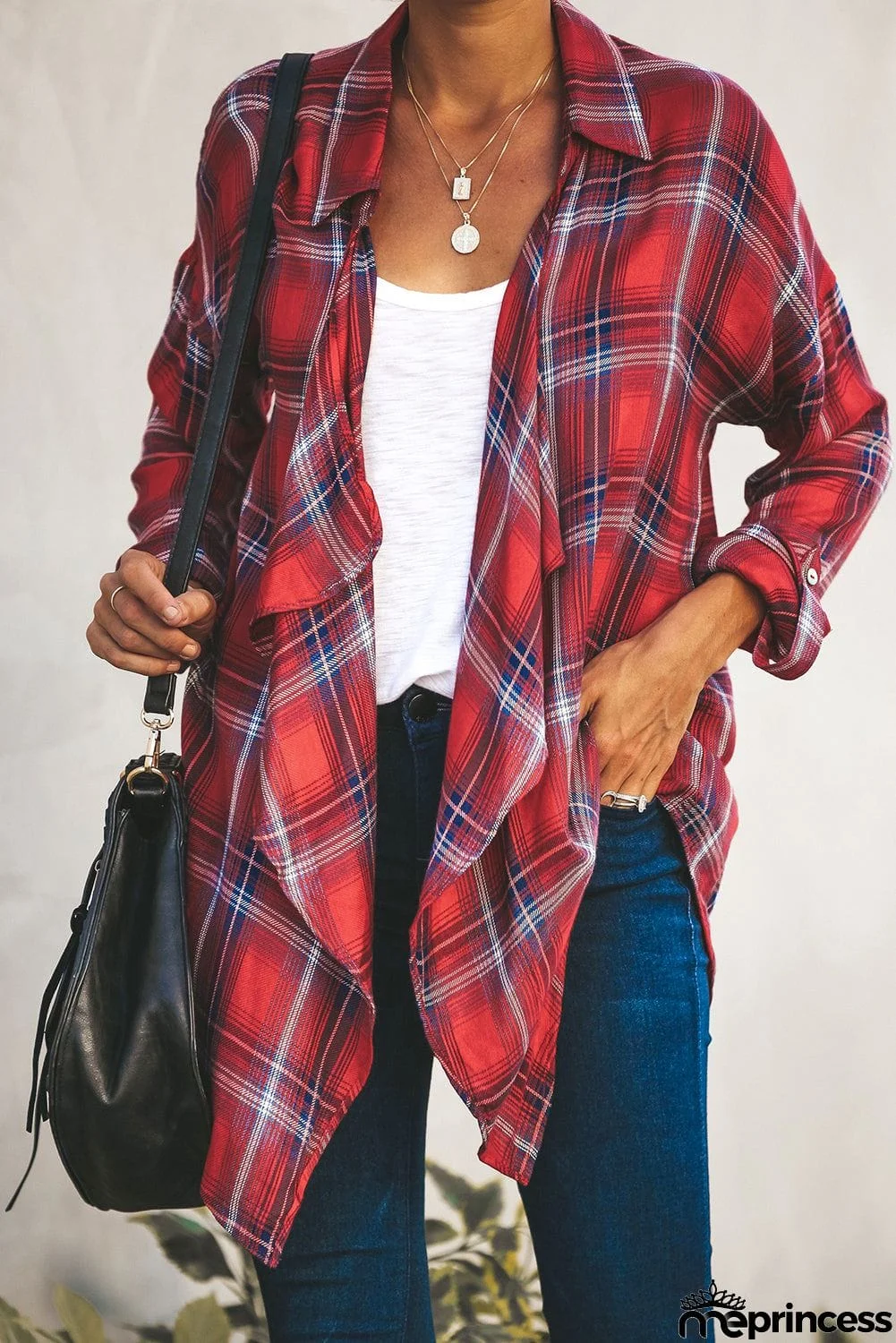 Plaid Drape Cardigan