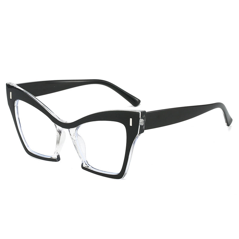 New Fashion Personalized Cat Eye Spectacle Frame Trend Multicolor Large Frame Casual Optical Glasses