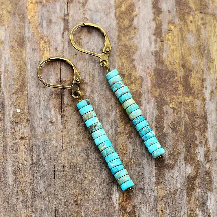 Natural Turquoise Tube Earrings