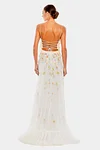 Beaded 3D Flower Cami High Low Lace Up Gown