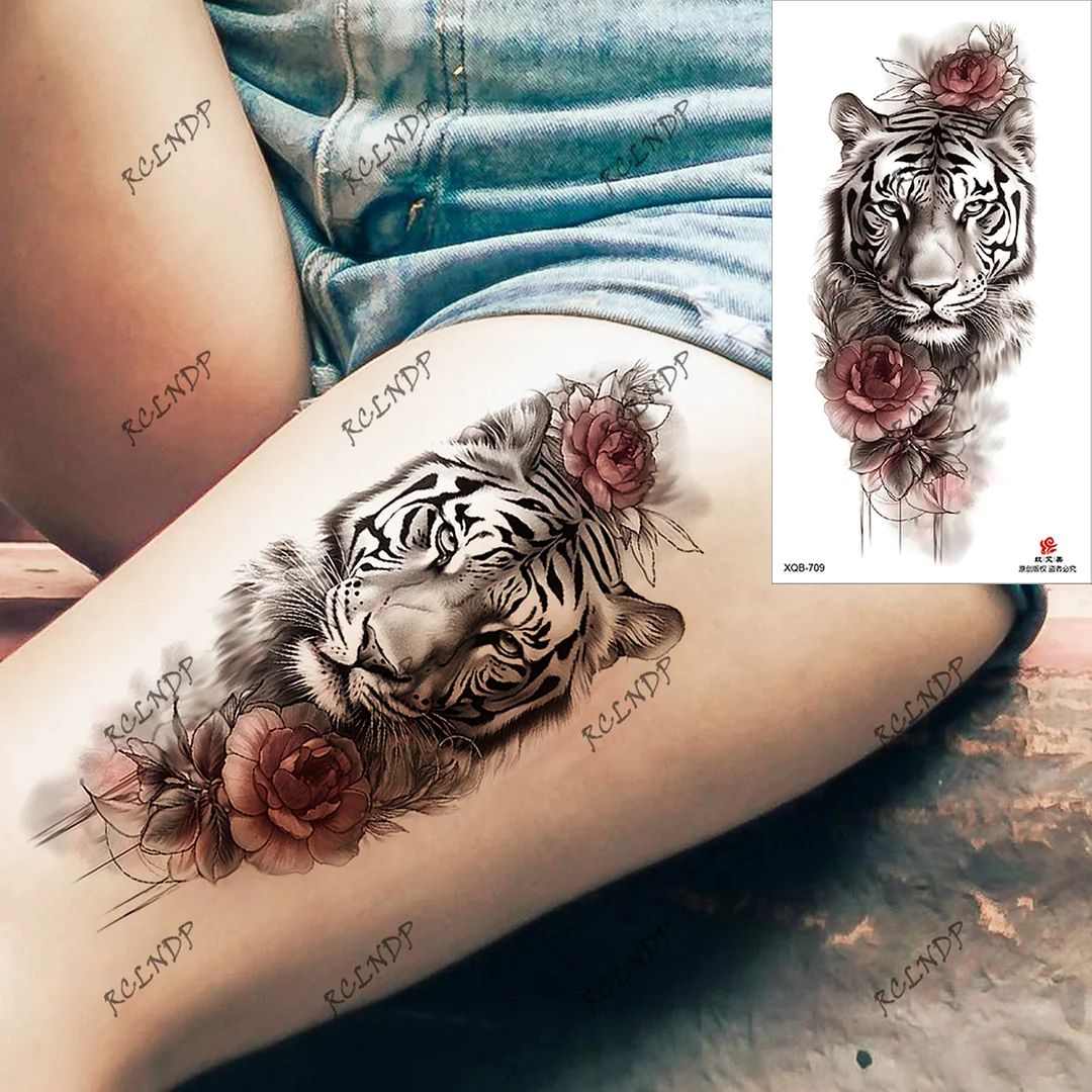 Sdrawing Temporary Tattoo Sticker Rose Flower Butterfly Dragon Whale Wolf Bird Fake Tatto Flash Tatoo Tato for Women