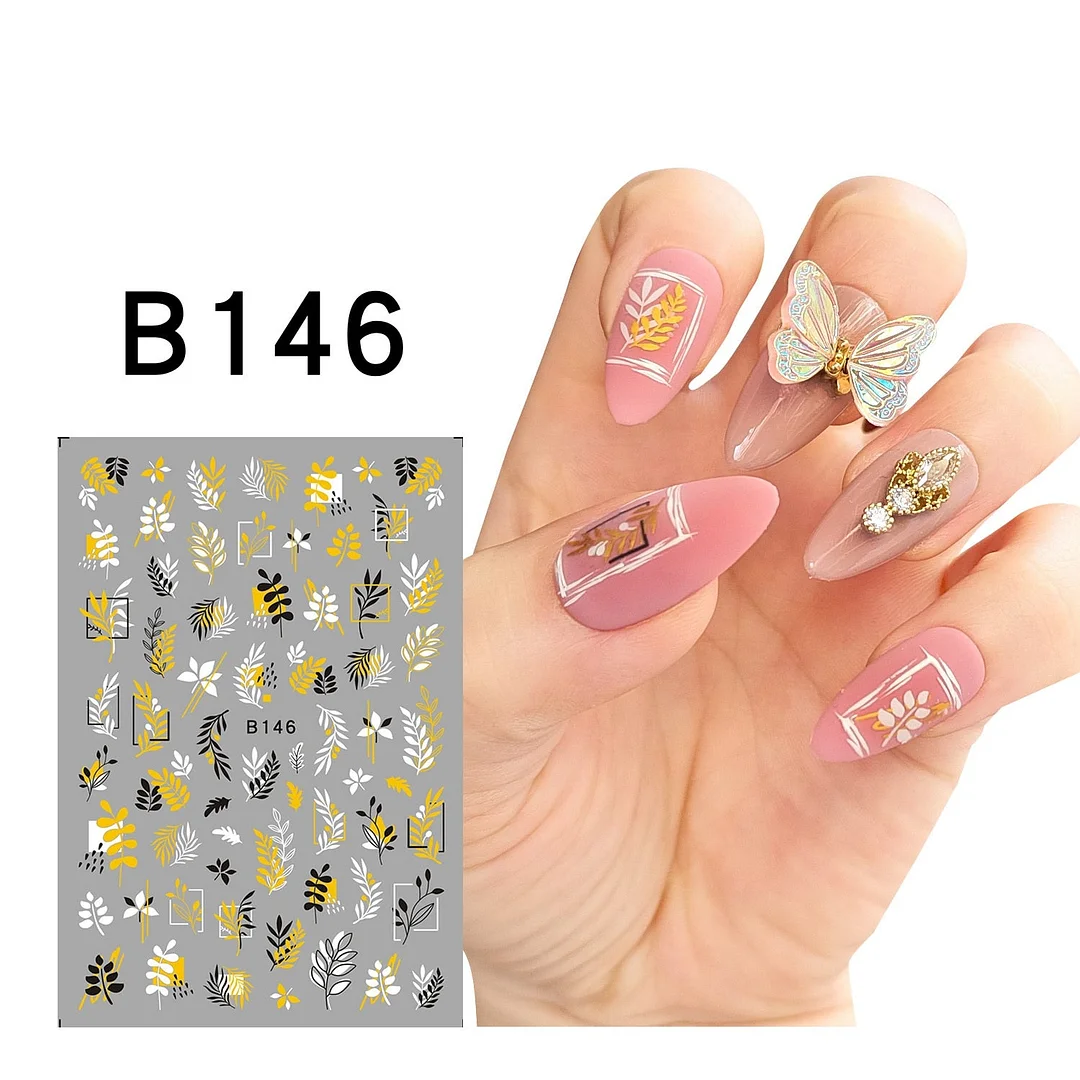 1Pcs Iridescent Silver Laser Snowflakes 3D Nail Stickers Leaves Flowers Summer Self Adhesive Transfer Sliders For Manicures Tips-Nail Inspo