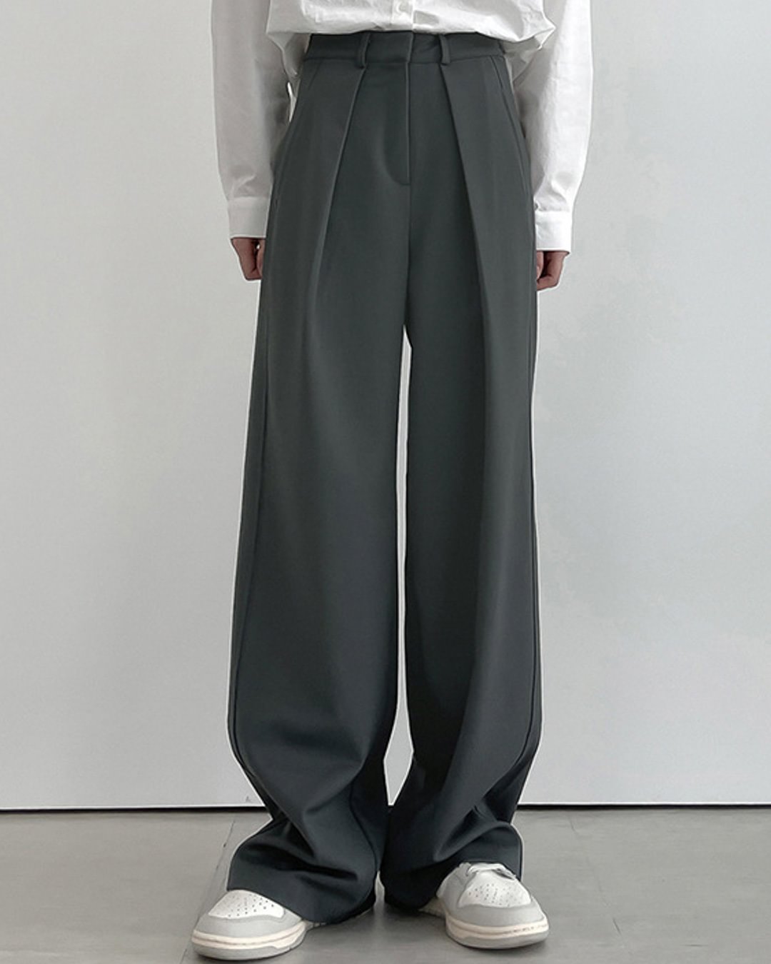 Fashionv-High Waist Wide Leg Tailored Pants