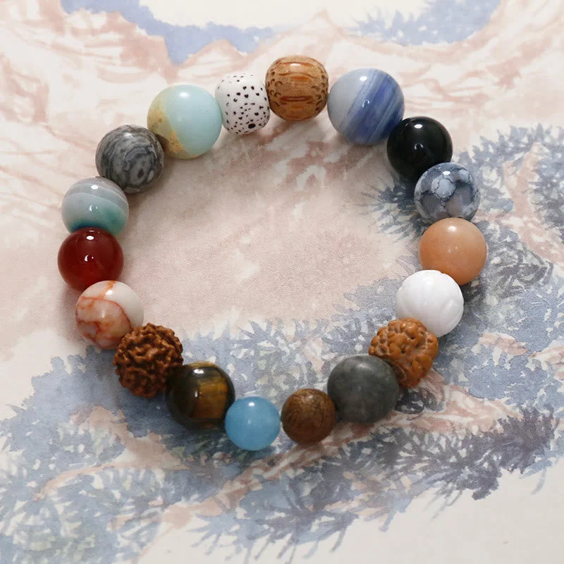 Natural Bodhi Seed Crystal Stone Agate Keep Away Evil Spirits Bracelet