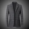 Men's Business Casual Plaid Coat