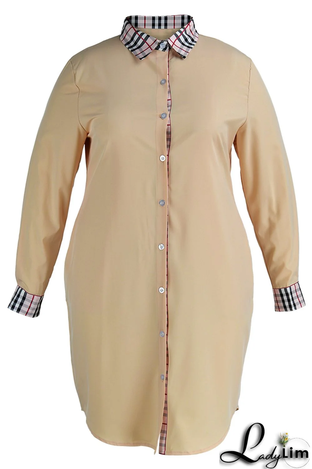 Black Fashion Casual Plus Size Print Patchwork Turndown Collar Shirt Dress