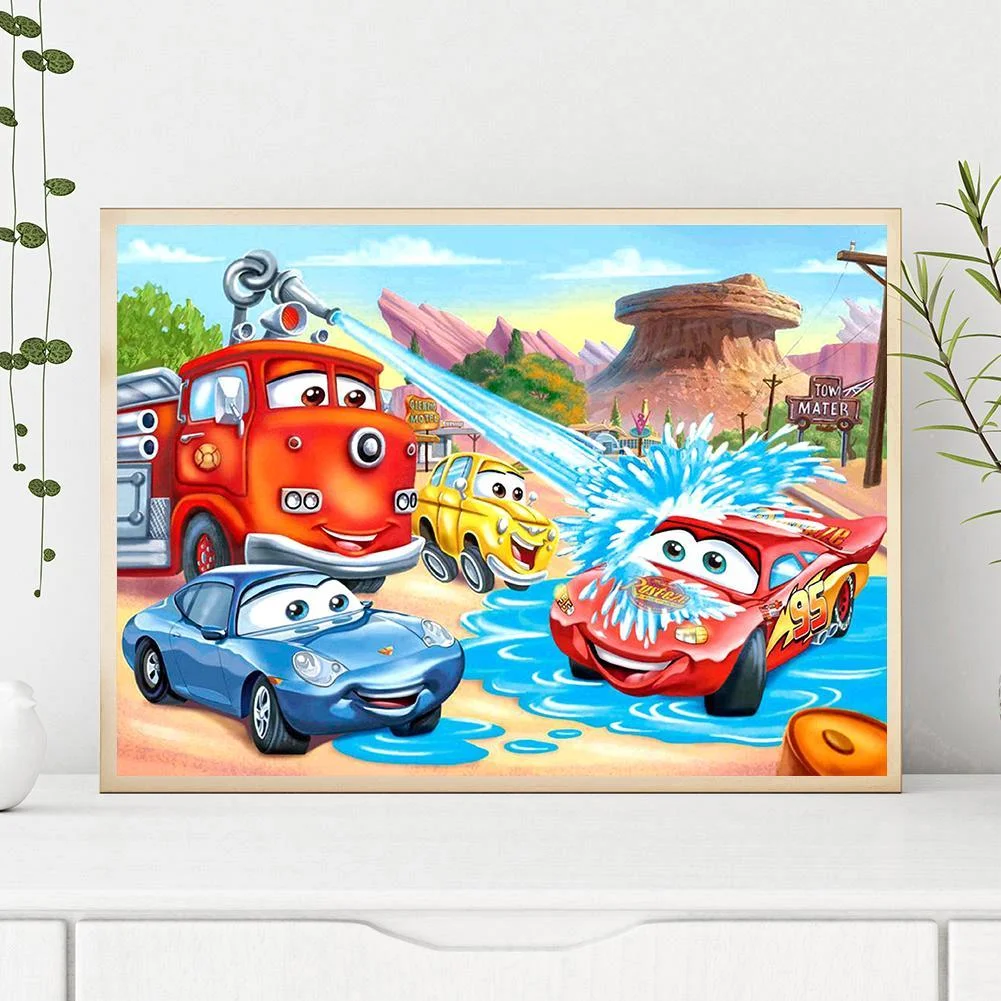 Diamond Painting - Full Round Drill - Cartoon Car(40*30cm)