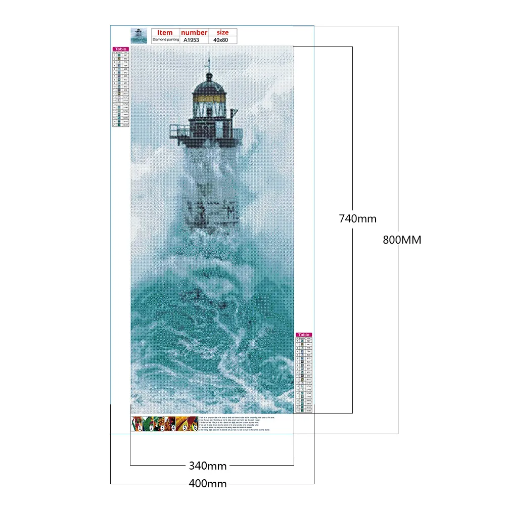 Diamond Painting - Full Round Drill - Seaside Lighthouse(40*80cm)