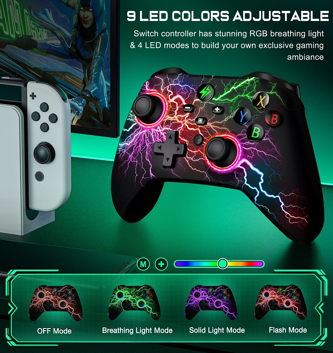 DinoFire Wireless Controller Nintendo The Pro Controller for Nintendo Switch/ Switch Lite/OLED(Yellow)