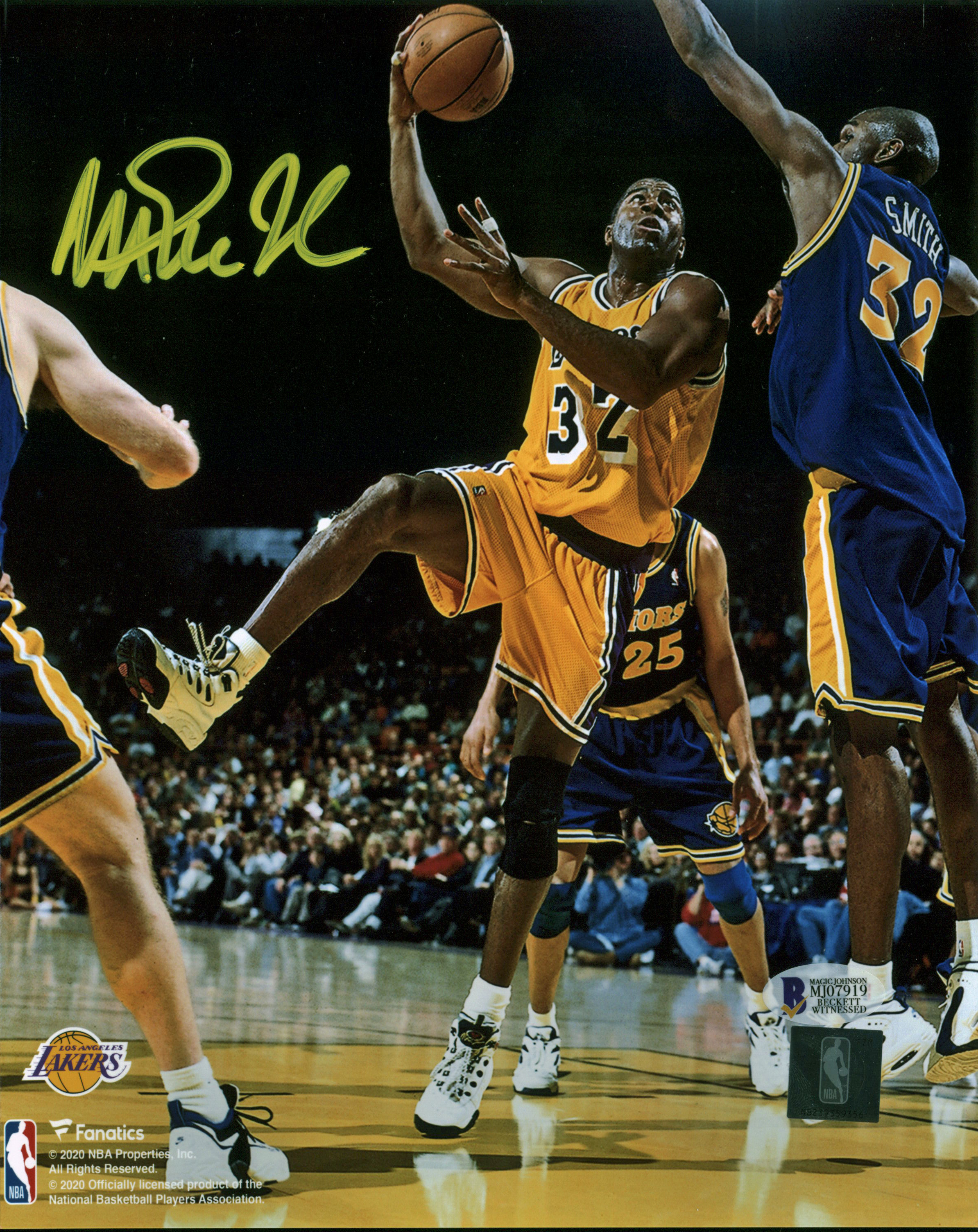 Lakers Magic Johnson Authentic Signed 8x10 Photo Poster painting Vs Warriors BAS Witnessed