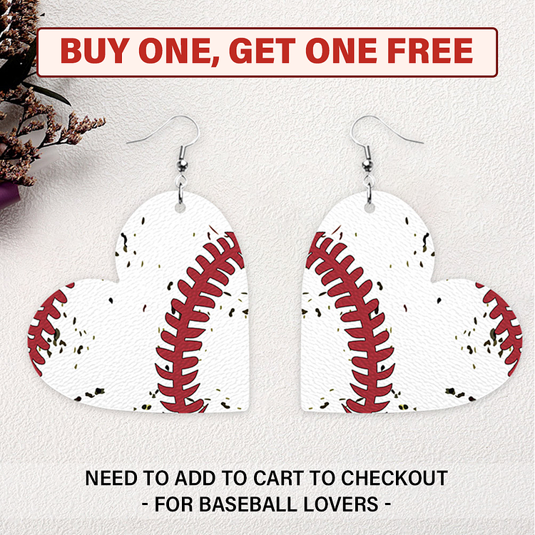Buy One, Get One Free - Baseball Heart Earrings-Annaletters