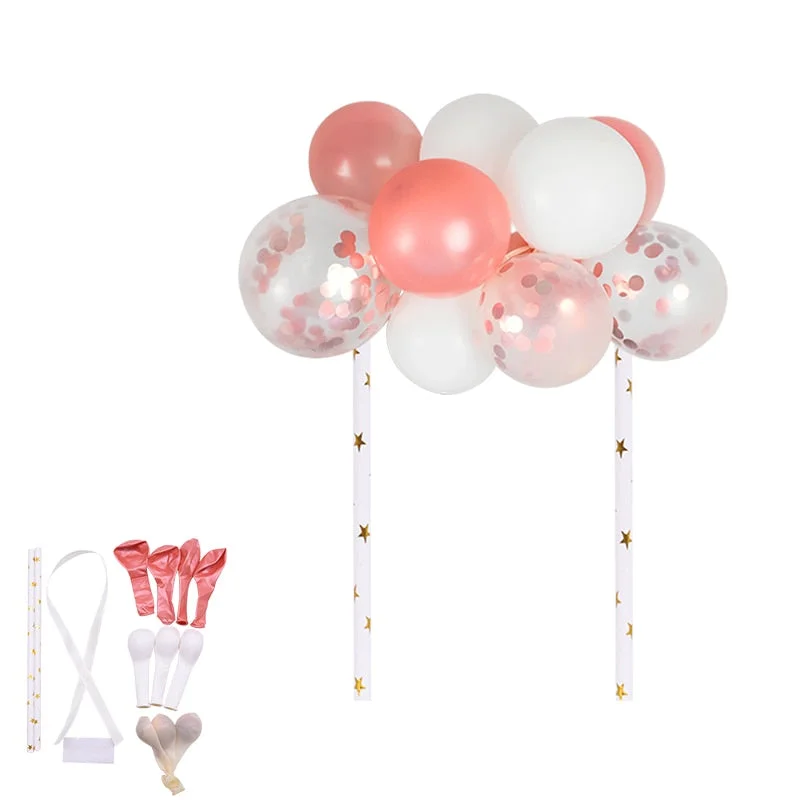 1set Creative 10pcs 5inch Balloon Cake Topper Set Birthday Party Decoration Cake Toppers Baby Shower Wedding Decor Supplies
