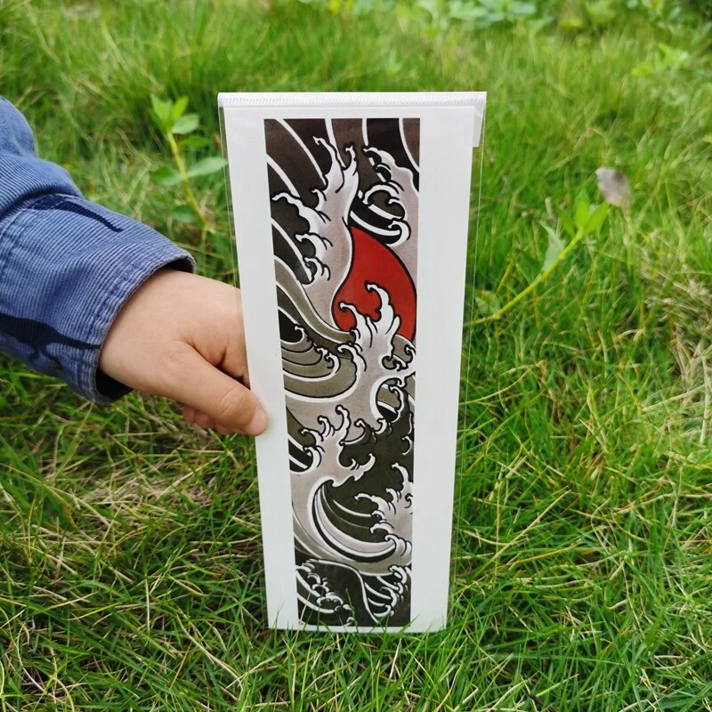 Waterproof Flower Arm Temporary Tattoo Sticker Chinese Wind Arm Ring Wave Art Dec Fake Tattoo Men Women Foot Ring Tattoo Sticker
