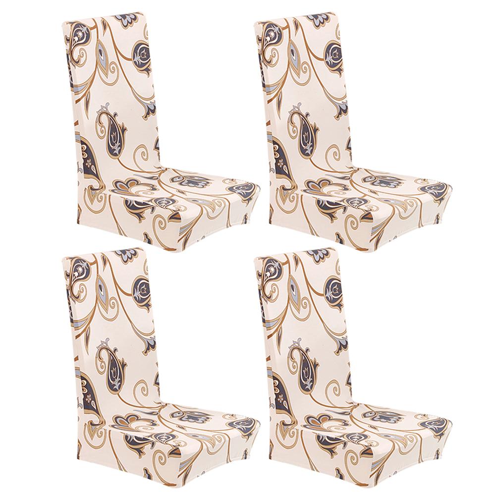 

4pcs Elastic Beige Flower Thin Dining Chair Cover Banquet Party Home Decor, 501 Original