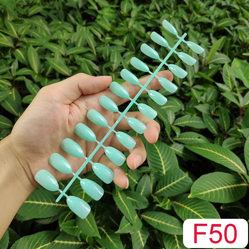 10 Sets Almond Shape False Nail Tips In Same Color 24 Pieces/Set 10 Sizes Press on Fake Nails DIY Manicure Finger Nail Tips-Nail Inspo
