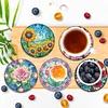 (US Local)6pcs Flower DIY Diamond Painting Coasters Kits with Holder for Adult Beginner