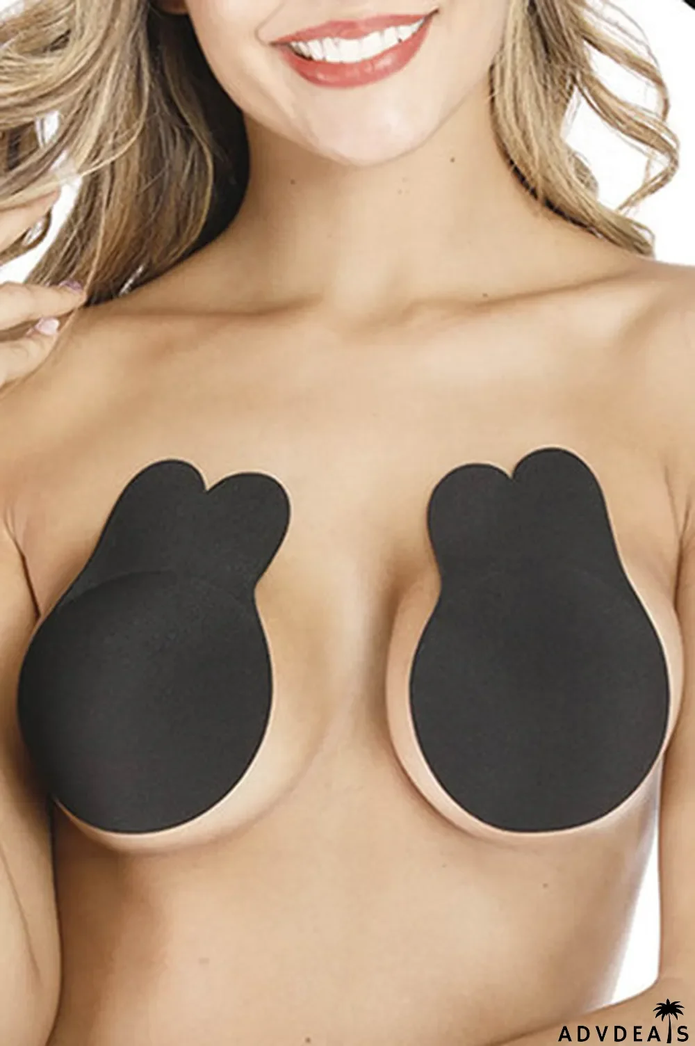 Black Invisible Lift-Up Rabbit Ears Strapless Seamless Bra