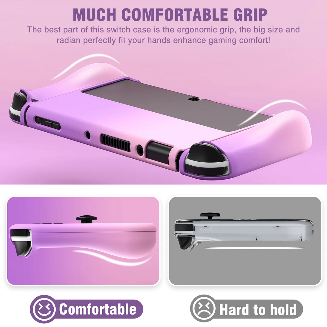 DinoFire Protective Grip Case Fit for Nintendo Switch,Soft Silicone Case for Nintendo Switch with Screen Protector and Thumb Grip