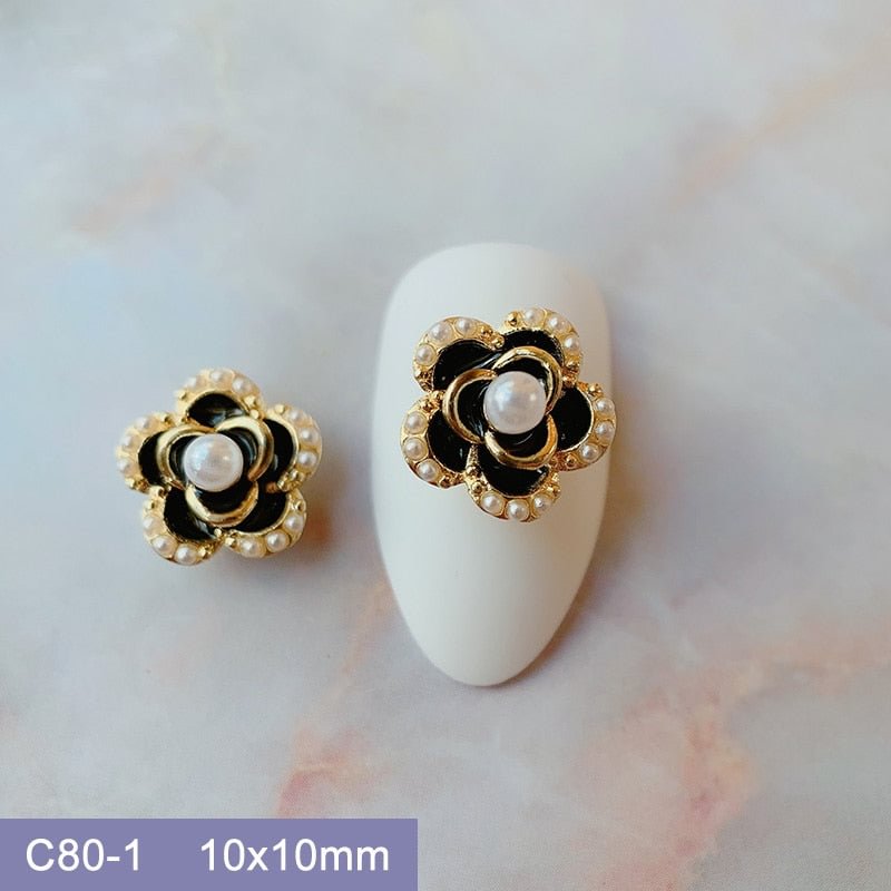 4pcs/lot Love Rose Butterfly Pendant 3D Alloy Nail Art Zircon Pearl Metal Manicure Nails Accessories DIY Nail Decorations Charms