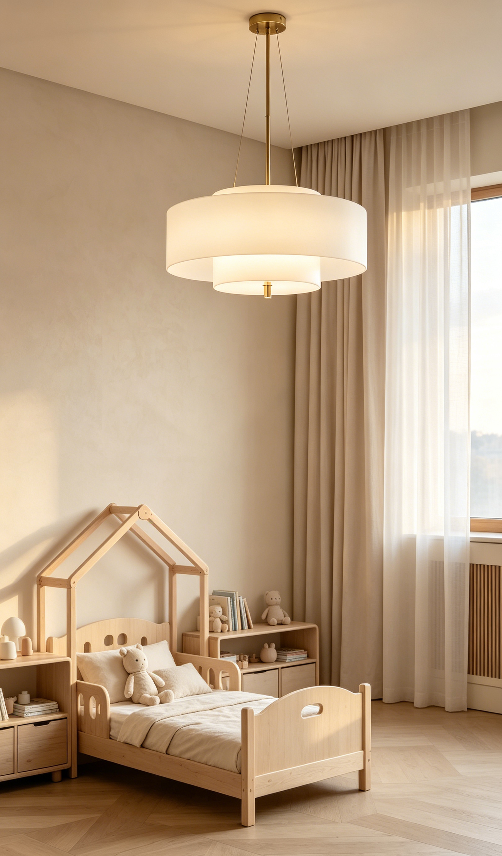Modern Double-Layer Fabric Pendant Light