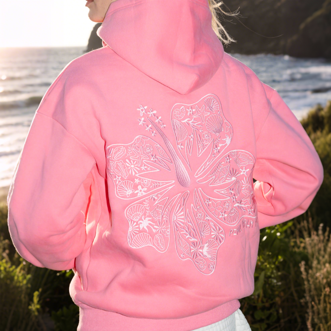 Women's Drop Sleeve Threaded Print Hoodie