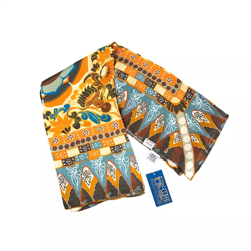 Dunhuang Lotus Silk Scarf Collection - An Exquisite Fusion of Art & Nature | Chinese Culture-inspired Museum Gift