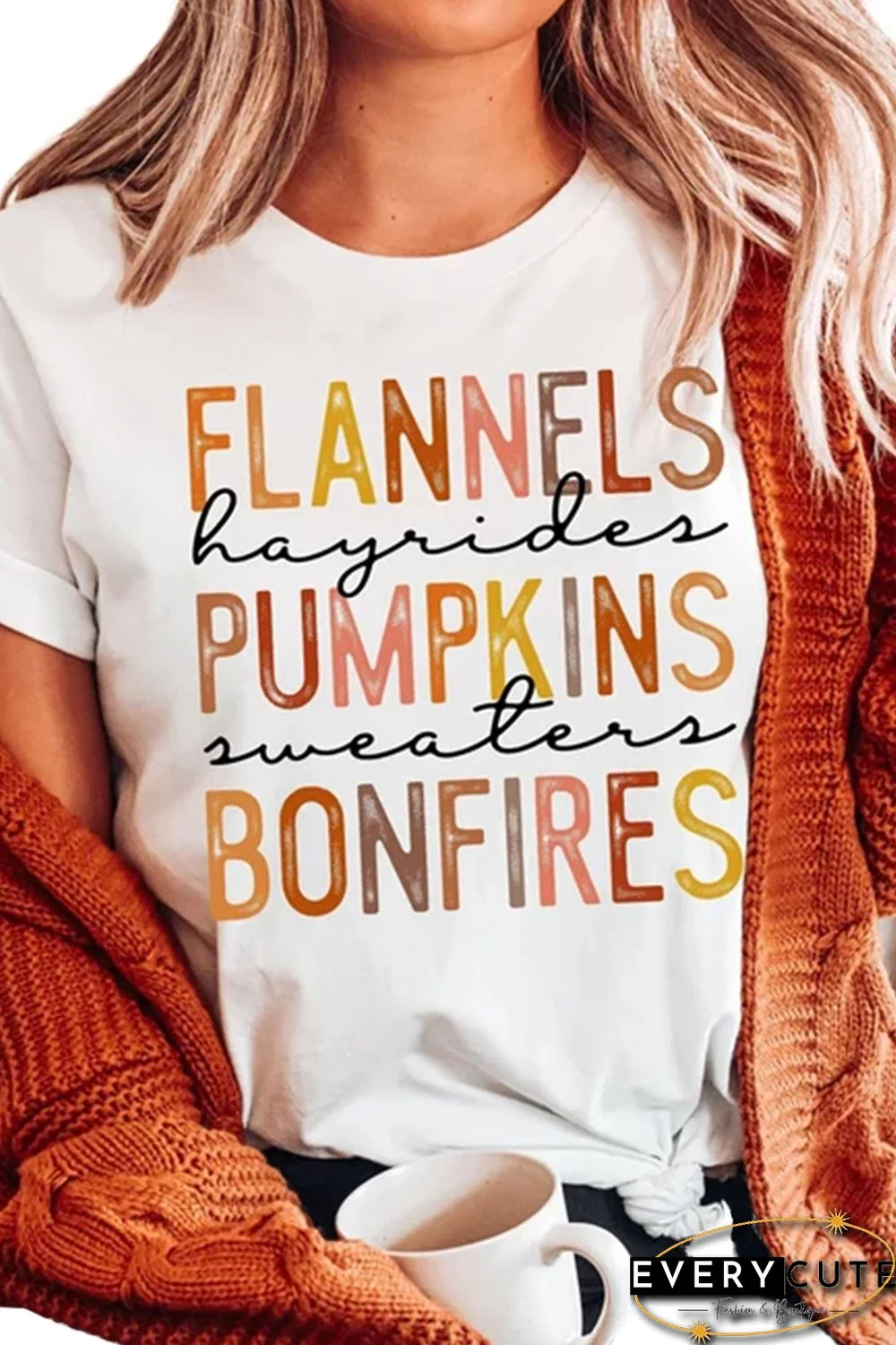 White Flannels Pumpkins Bonfires Letter Graphic Tee