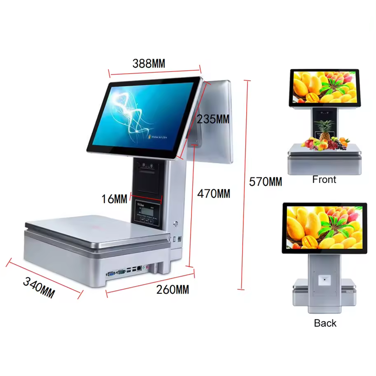 Hot sale RFID All-in-one Cashier Machine of fitness balance RFID ai Scale Weighing Scale Pos New Design Pos Ai Scale For RFID Supermarket