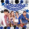 Birthday Decorations, Happy Birthday Banner with Birthday Balloons, Honeycomb Balls, Hanging Swirls, Circle Dots Garland, Happy Birthday Party Decorations for Women Men Boys Girls (Blue&Silver)