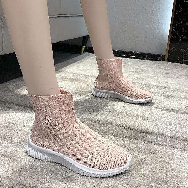 2020 Women Sneakers Vulcanized Shoes Sock Sneakers Women flats Slip On Flat Shoes Women Plus Size Loafers Walking female shoes