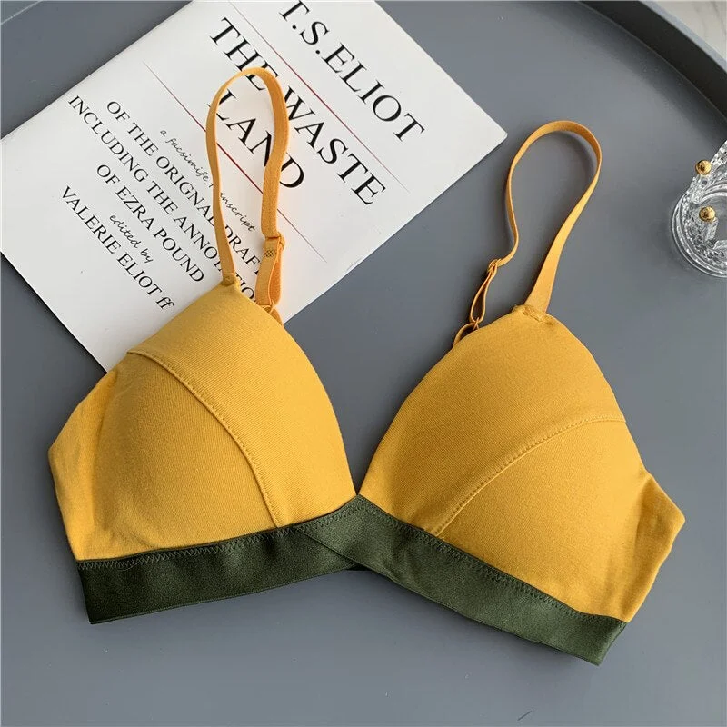 Cute Bralette Top Cotton Bra Women Comfort Bralet Underwear Wireless Bras Candy Color Brassiere Ladies Intimates Lingerie