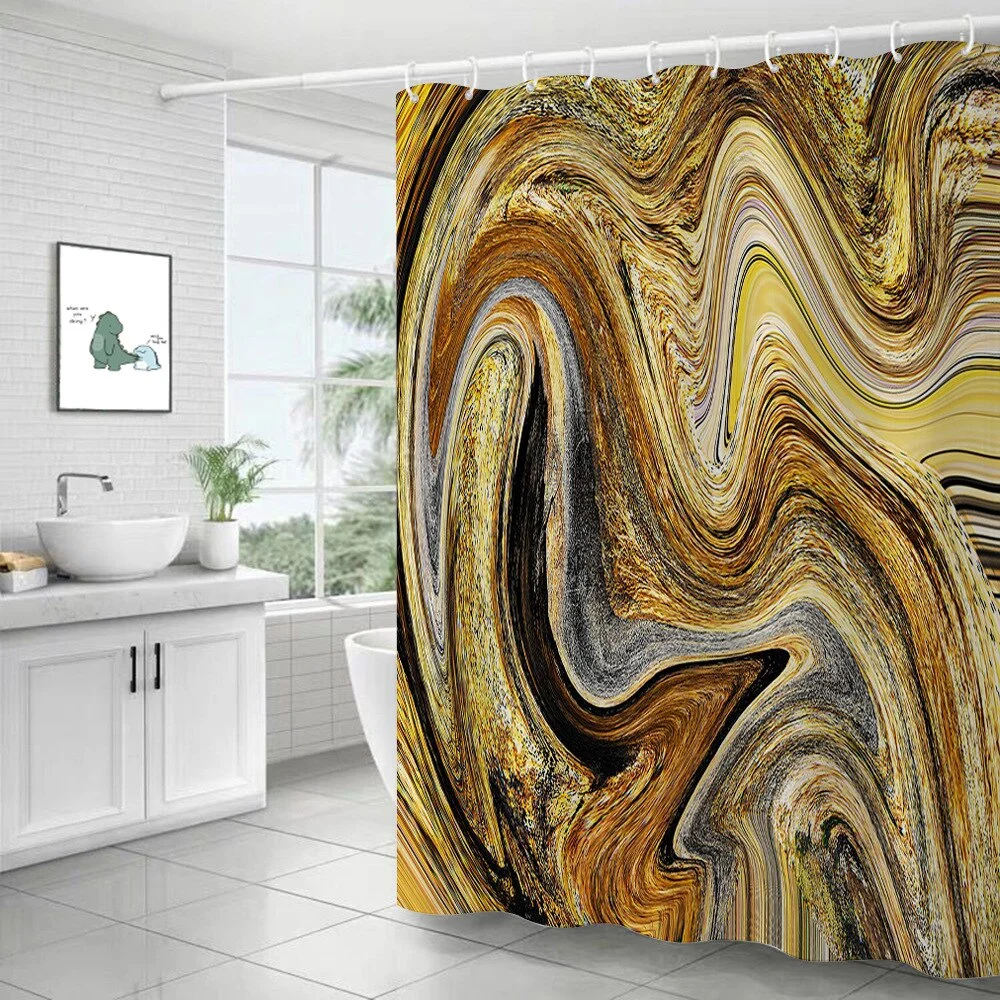 Polyester Abstract Marble Shower Curtain 3D Stripe Printing Colorful Bathroom Curtains Waterproof Fabric Bath Curtain Decor