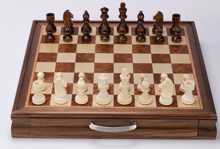 19" Wood Chess and Checkers Set - Walnut