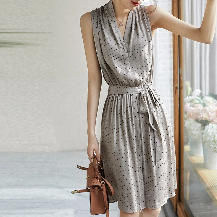 Gray Coffee Casual Cotton-Blend Dresses QueenFunky