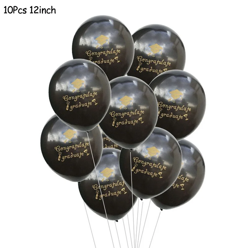 1Set Gold Black Graduation Balloons Latex Confetti Balloon Graduation Party Decorations 2021 Congratulation Ceremony Supplies