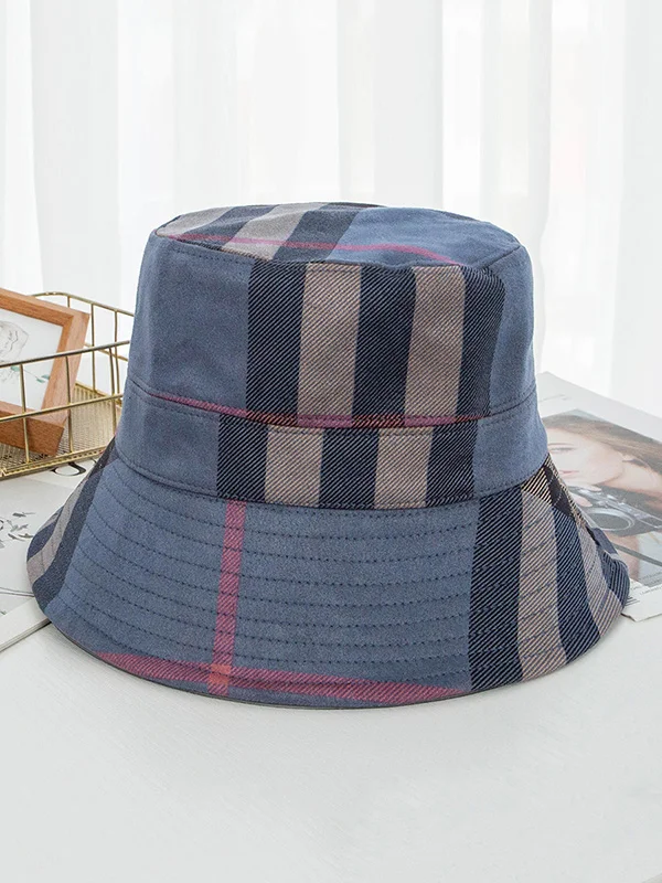 Casual Plaid Keep Warm Suede Fisherman Hat