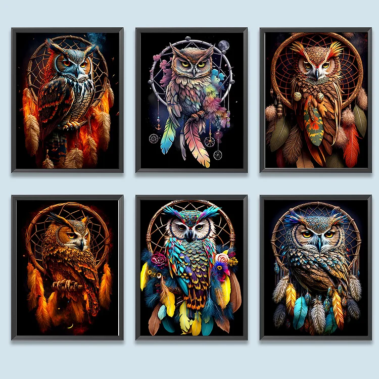 Rainbow Owl Dream Catcher – Diamond Painting