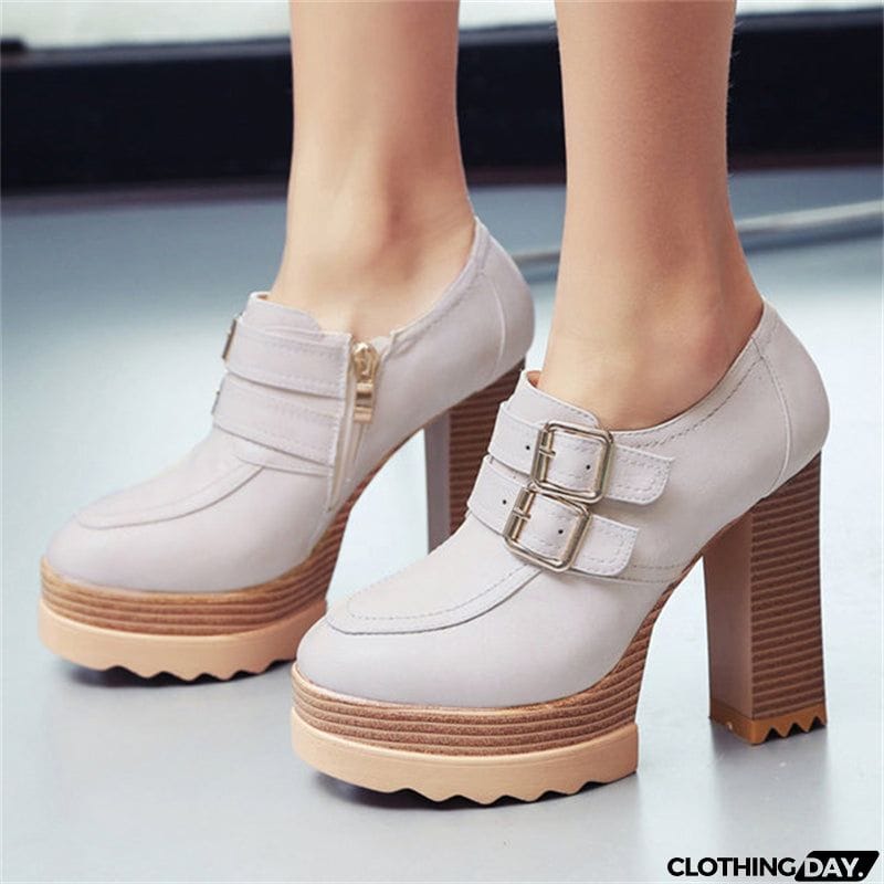 Microfiber High Heel Round Toe Leisure Shoes