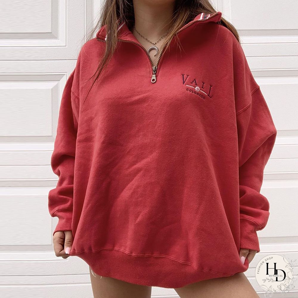 Womens Casual Standing Collar Loose Sweatshirt