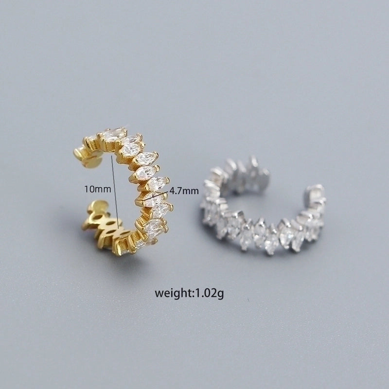 1 Piece 925 Sterling Silver Zircon Horse Eye Ear Cuffs